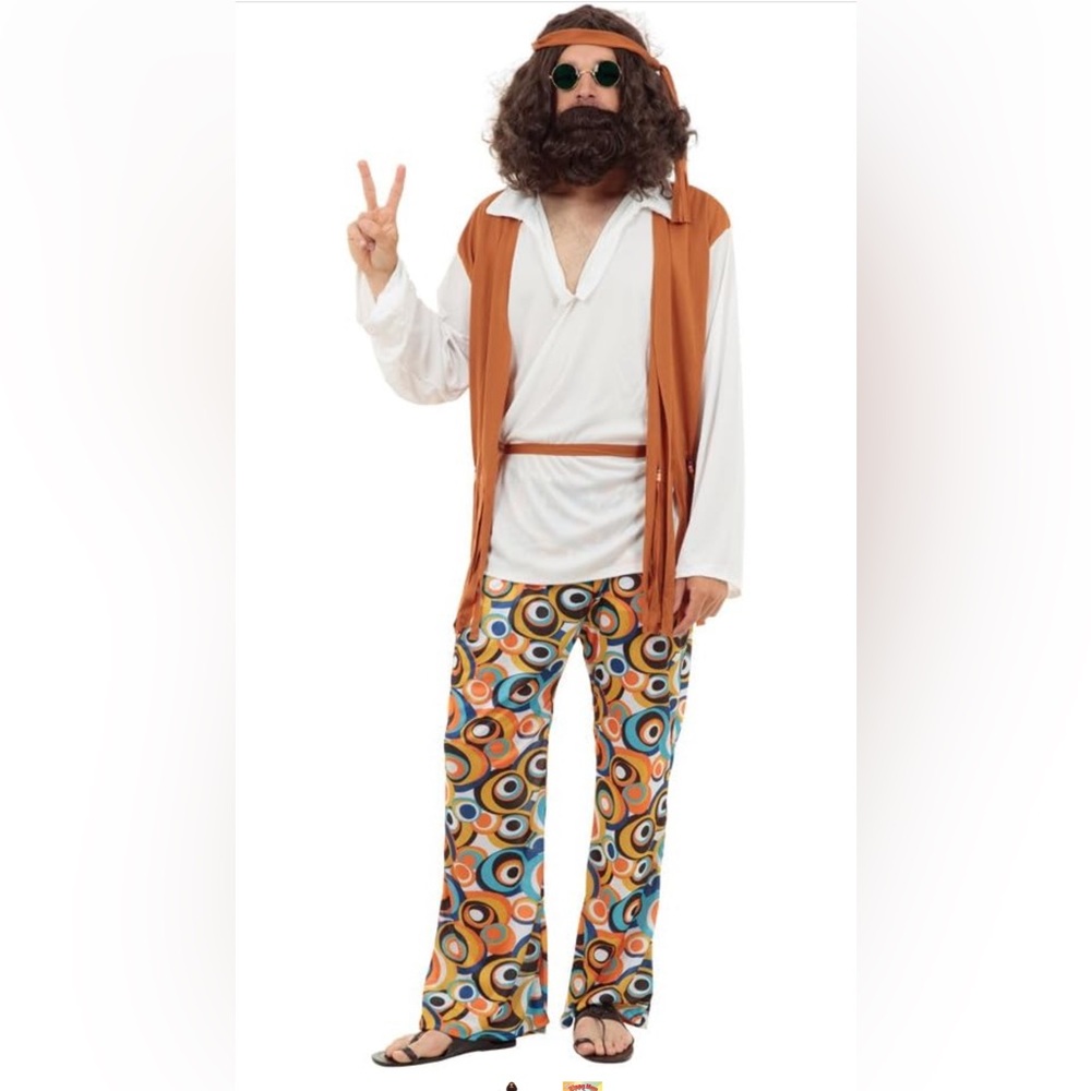 Bristol Novelty-Men’s Hippy Man Costume-Size “Standard” New In Package